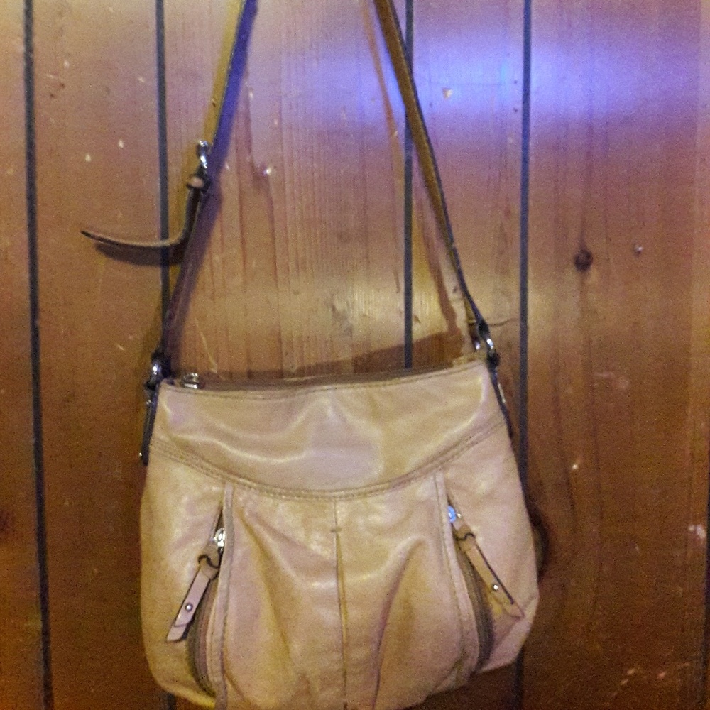 Beige faux leather, Tignanello tote bag!